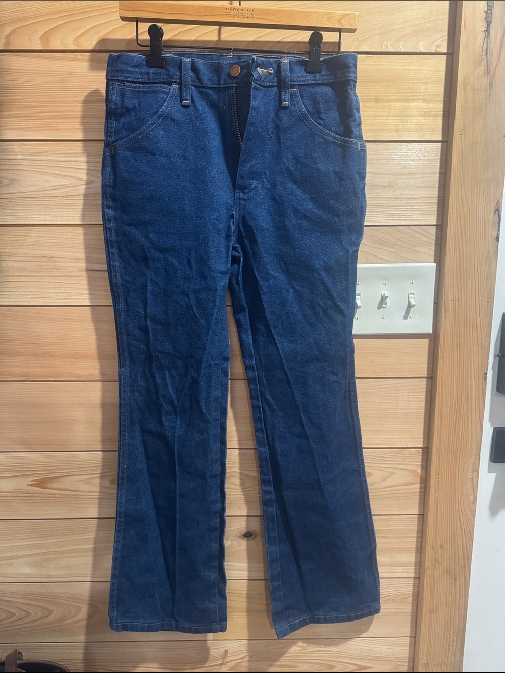 Wrangler Dark Blue Denim Jeans with Contrast Stitching